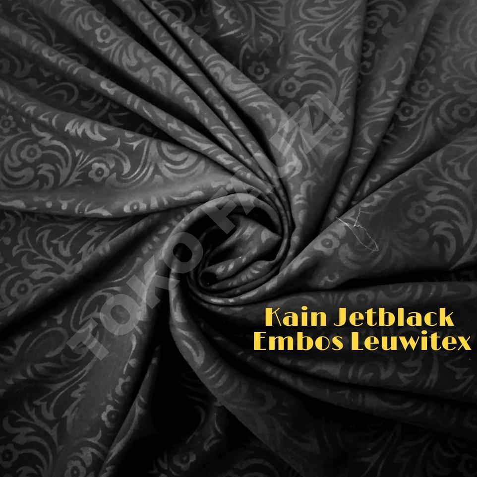 Jetblack Emboss 1M / Kain Emboss Jetblack Hitam Pekat Leuwitex Original