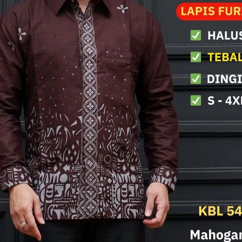 Batik Pria Lengan Panjang Lapis Furing Standar & Jumbo Katun Warna Mahogany Batik Ambari Kbl 54