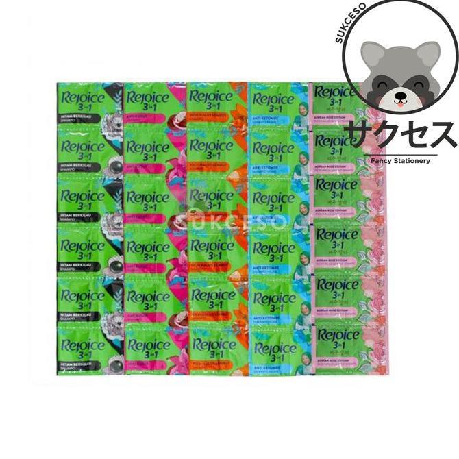 REJOICE Shampoo 3in1 Sachet Renceng 12 All Varian 10ml | Sampo Rejoice Anti Ketombe, Korean Rose