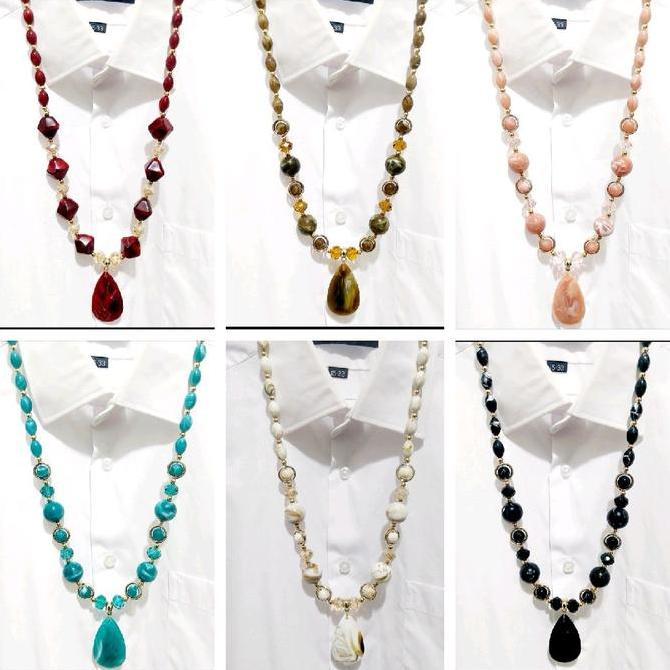 COD Kalung Cantik /Kalung Batu Akrilik /Kalung Fashion  Etnik Akik Aksesoris