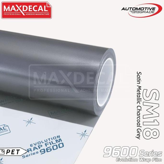 FYP MAXDECAL 9600 SM18 SATIN METAL CHARCOAL GREY PREMIUM CAR WRAP LEMBAYUNG EVOLUTION PET LINER STIC