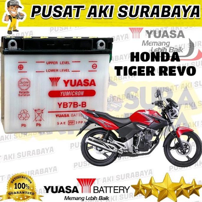 AKI ORIGINAL YUASA YB7B B GARANSI ACUU ASLI MOTOR HONDA TIGER REVO TIREV YB7B-B 12 VOLT 7 AMPER PUSA