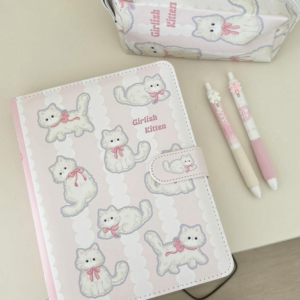 Mocorie - Coquette Pink Ribbon Binder / Binder Coquette Motif Pita Pink / Binder Ukuran A5 Coquette 