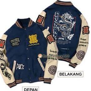 Diskon Jaket Baseball Varsity Pria & Wanita / Jaket Varsity Baseball Sukajan Jepang Naga Osaka Fullp