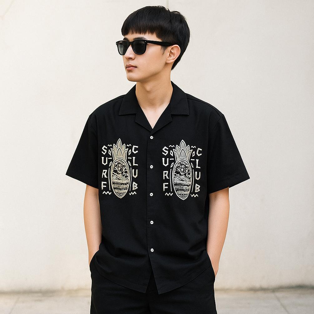 ORIGINAL Kemeja Vintage Pria Lengan Pendek Kemeja Pria Motif SPARTA Korea Kemeja Pria