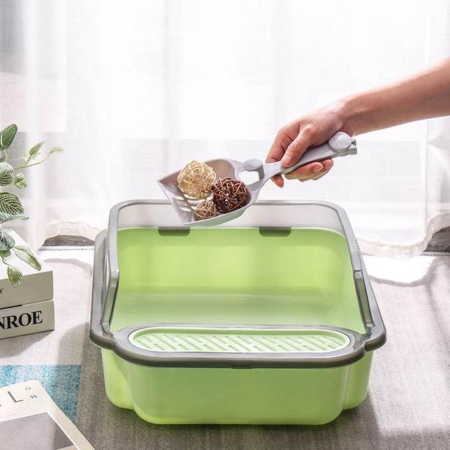 Cat Litter Box Tempat Pup Kucing Bak Pasir Kucing Toilet Kucing Free Sekop Terbuat Dari Material Pla