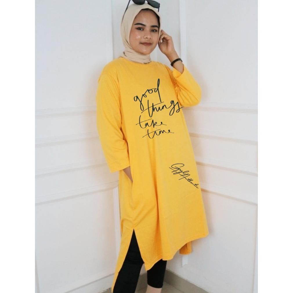 Terbaru Arista Midi Dress Bahan Katun Combed Aplikasi Sablon Ukuran M L Xl Xxl Gamis Wanita Terbaru 