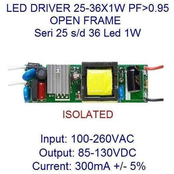 Zaito- Led Driver 1W 300Ma 25-36X1W Of Pf 0.95