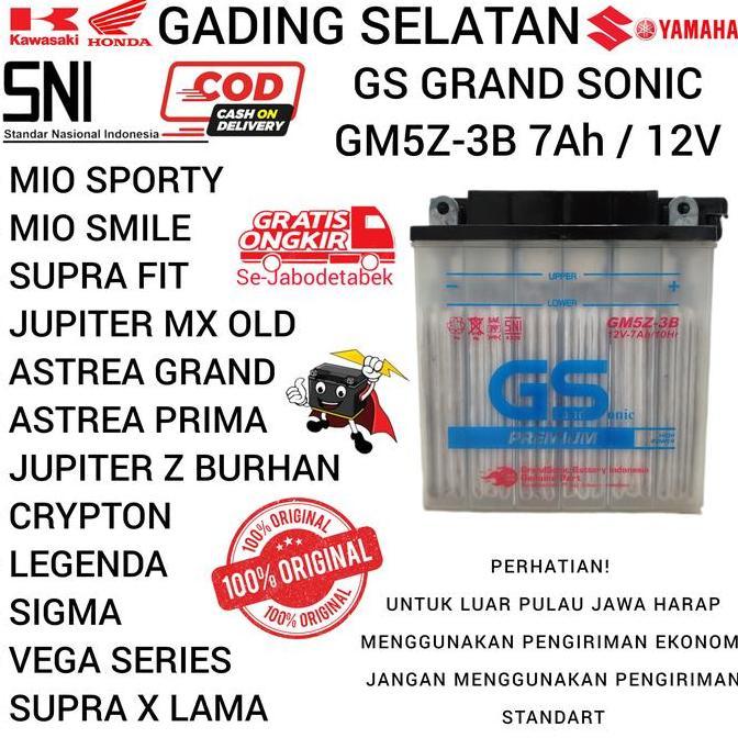 Aki Basah GS GM5Z 3B 7 Amper MIO SPORTY , ASTREA GRAND , JUPITER Z BURHAN , Grand Sonic aki  basah A