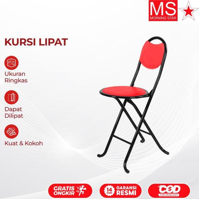 Morning Star Kursi Lipat Bulat Serbaguna Foldable Chair Rangka Besi Kuat Sandaran Nyaman