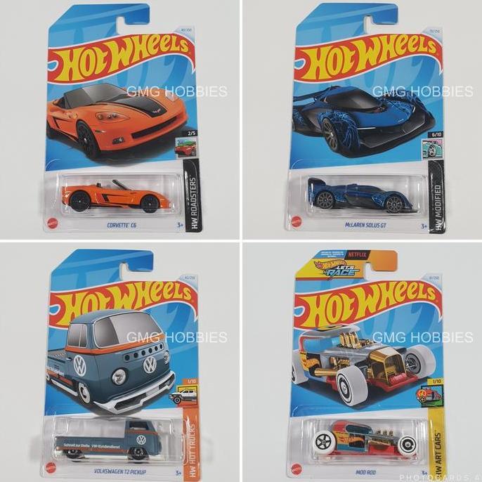 CORVETTE C6 ORANGE HW ROADSTERS - MCLAREN SOLUS GT HW MODIFIED - VOLKSWAGEN T2 PICKUP VW HW HOT TRUC