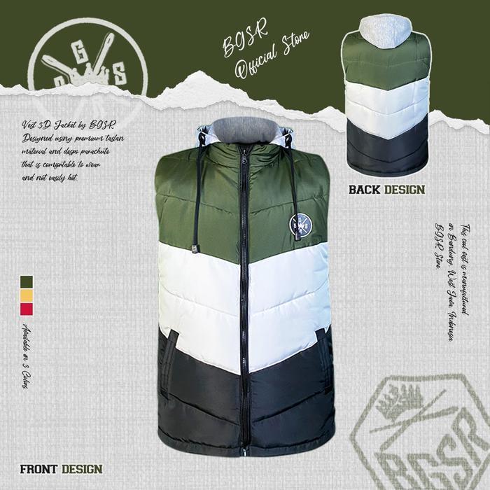Jaket Vest Rompi Motor Pria Jacket Touring Sunmori Vespa Tebal Adem 3D - Rompi.3D Kulit Logo Hitam K