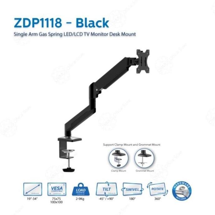 Bracket TV Monitor Gas Spring Oximus ZDP1118 Tilt Swivel ZDP 1118