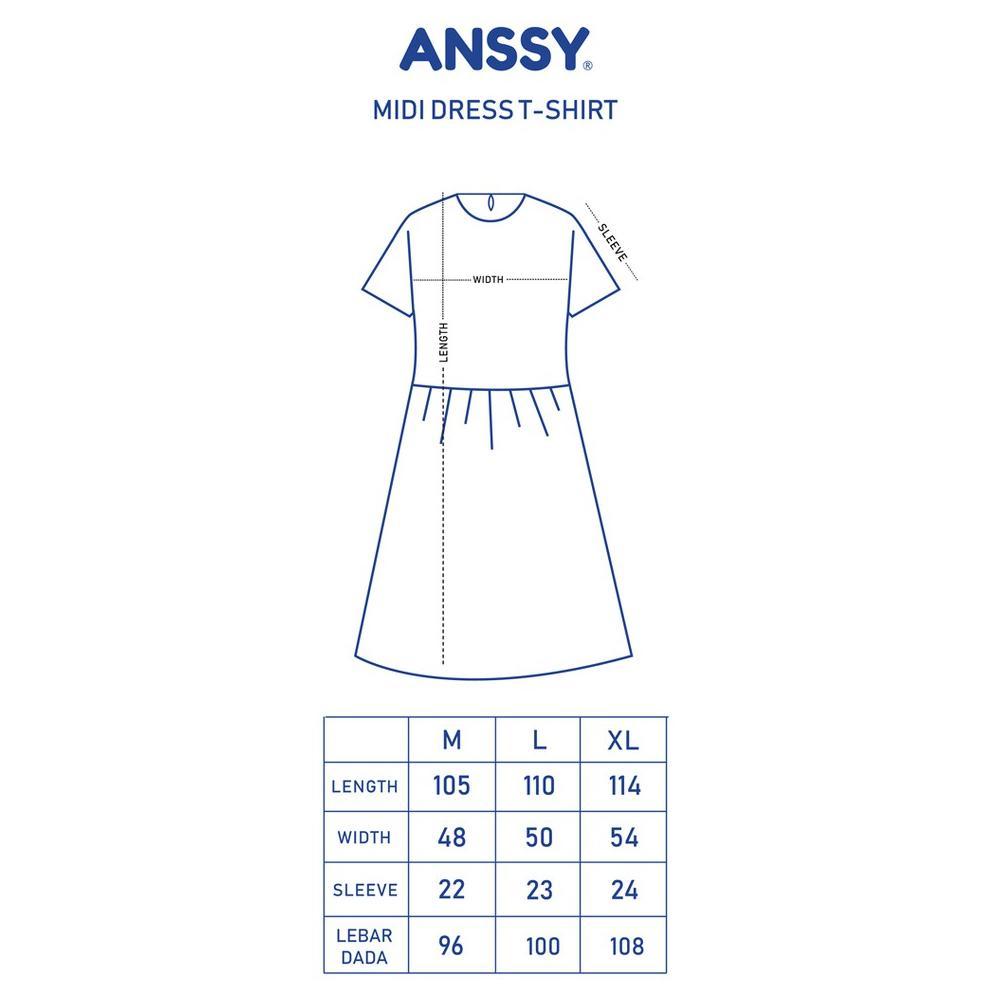 Berkualitas Anssy - Midi Dress Katun Lengan Pendek - Black