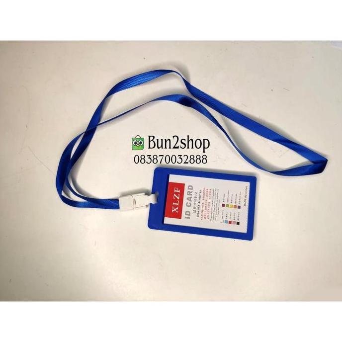 Tali ID Card Holder Satu Set / Name tag id card / Tali ID Card BIRU LJ