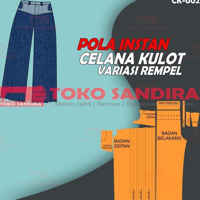 DE63 - pola kulot/pola instan celana kulot/pola celana kulot rempel