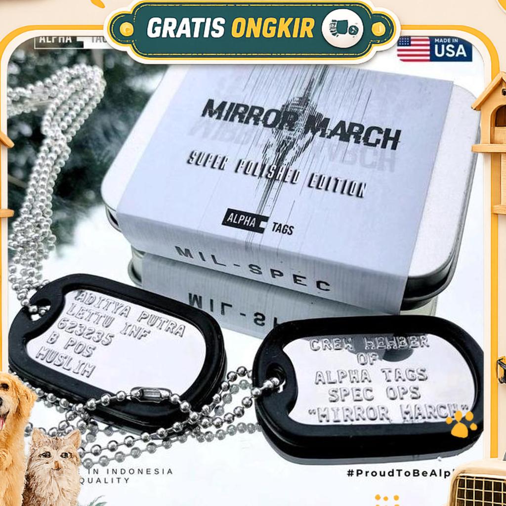 Dogtag / Dogtags Super Polished Usa Made Mirror March Mengkilap 100% Custom Kalung Tentara