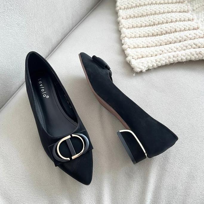 Laviola 2937 FSB - Sepatu Pantofel Wanita Hak 2 cm Black Heels