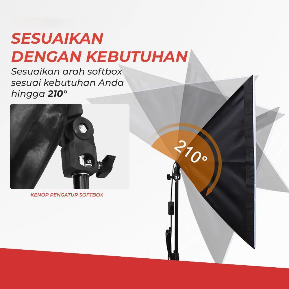 Set Softbox 1 Socket Foto Studio Payung Softbox + Bohlam 45W + Tripod Light Stand