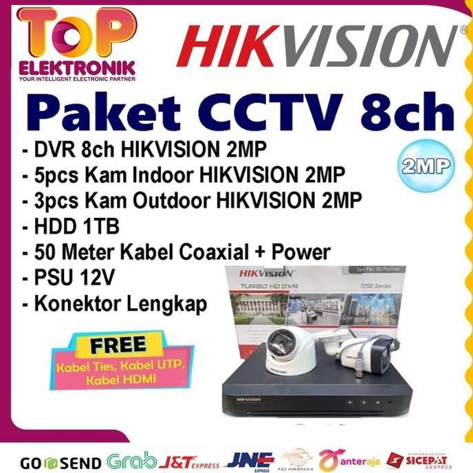 BEBAS ONGKIR - PAKET CCTV 8ch HIKVISION 2mp