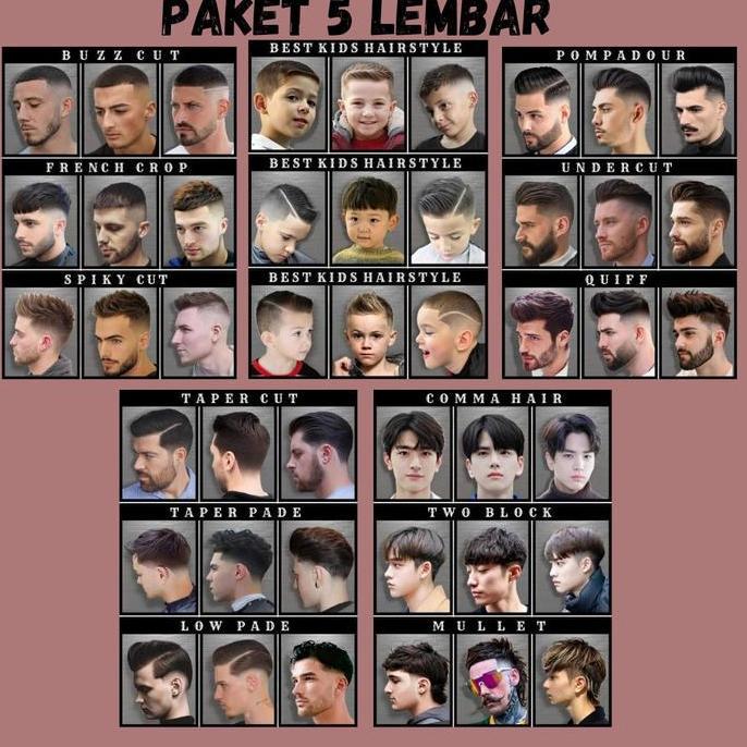 Poster barbershop murah poster barbershop gambar potong rambut foto model pangkas rambut