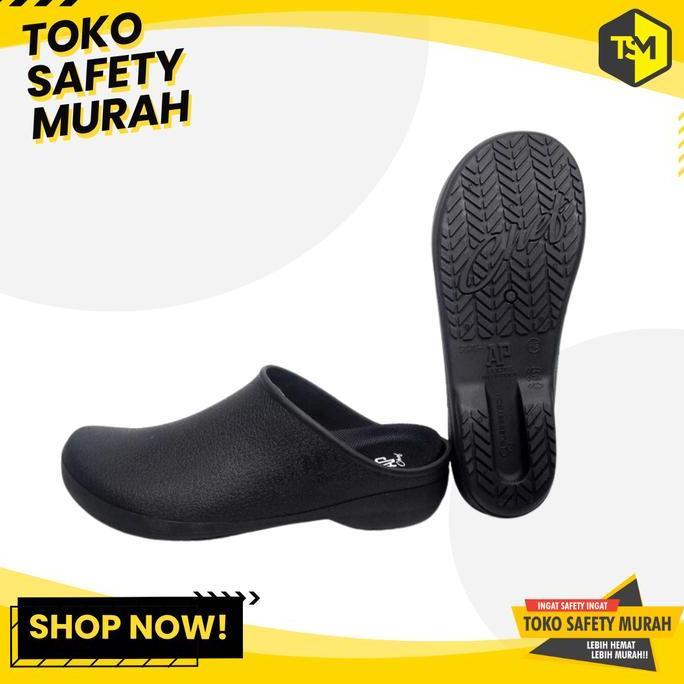 Sandal Slop AP Chef Hitam Sandal Karet Casual Unisex, Anti Slip & Ringan