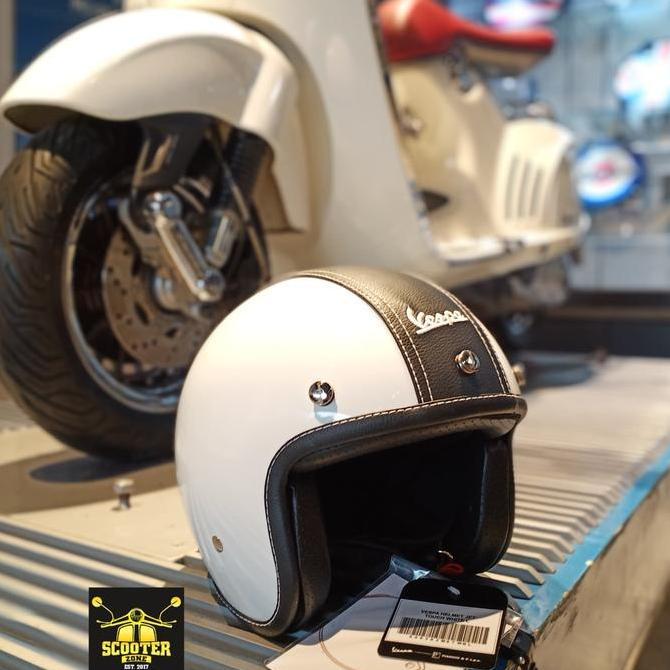 helm vespa white putih original
