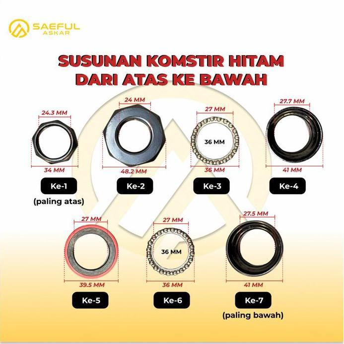 Head Parts Set / Komfork / Komstir / Mangkok Stir Sepeda Listrik