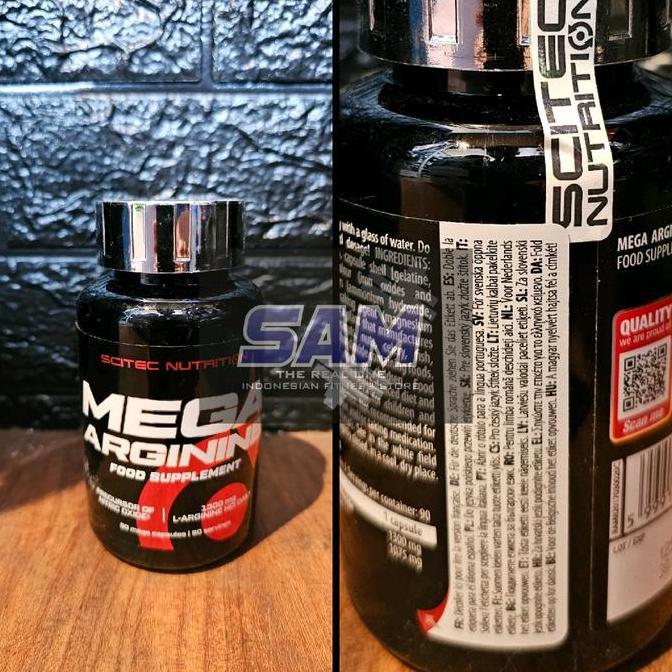 Suplemen Fitness Scitec Mega Arginine 90 Kapsul Pre Workout Nitric Oxide