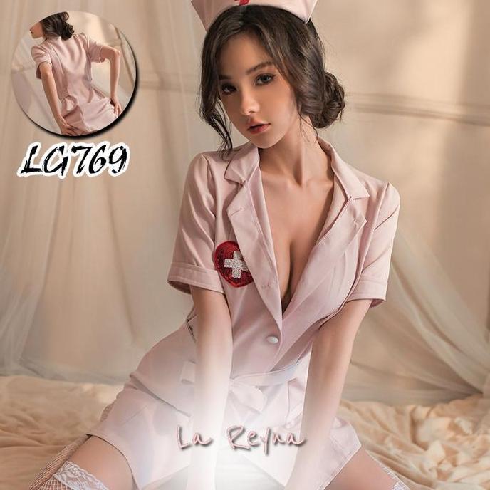 Lareyna Aravenda Set Lingerie + Topi Fantasy Malam Pesona Suster Pribadi Manja LG769