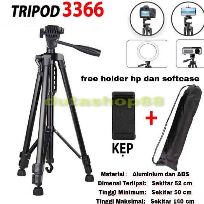 tripod 3366 140cm tripod kamera , ringlight , LED video dan HP
