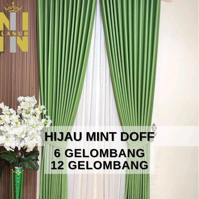 GORDEN JENDELA MINIMALIS 90% BLACKOUT WARNA HIJAU MINT DOFF OK