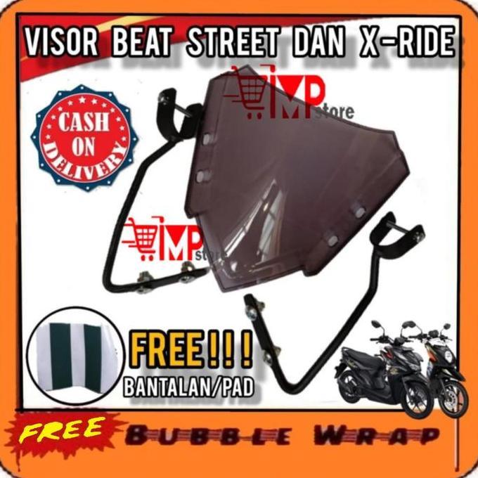 Visor X Ride Xride 115 125 New Plus Breket / Aksesoris Variasi Tameng Angin Honda Beat Street 2019 2