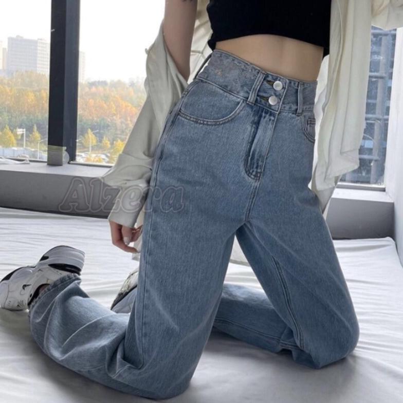 hot highwaist jeans premium kulot kancing 2 by alzera