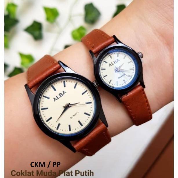 Original Baj  Cod Jam Tangan Couple Alba Vintage Grosir Kulit Pria Wanita Pasangan Murah Premium Al0