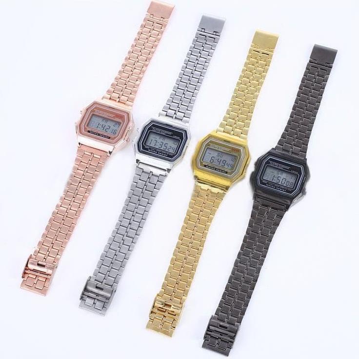 Ready Stock Jam Tangan Digital Pria/Wanita Casio Kotak Jam Tangan Stainless Terbaru