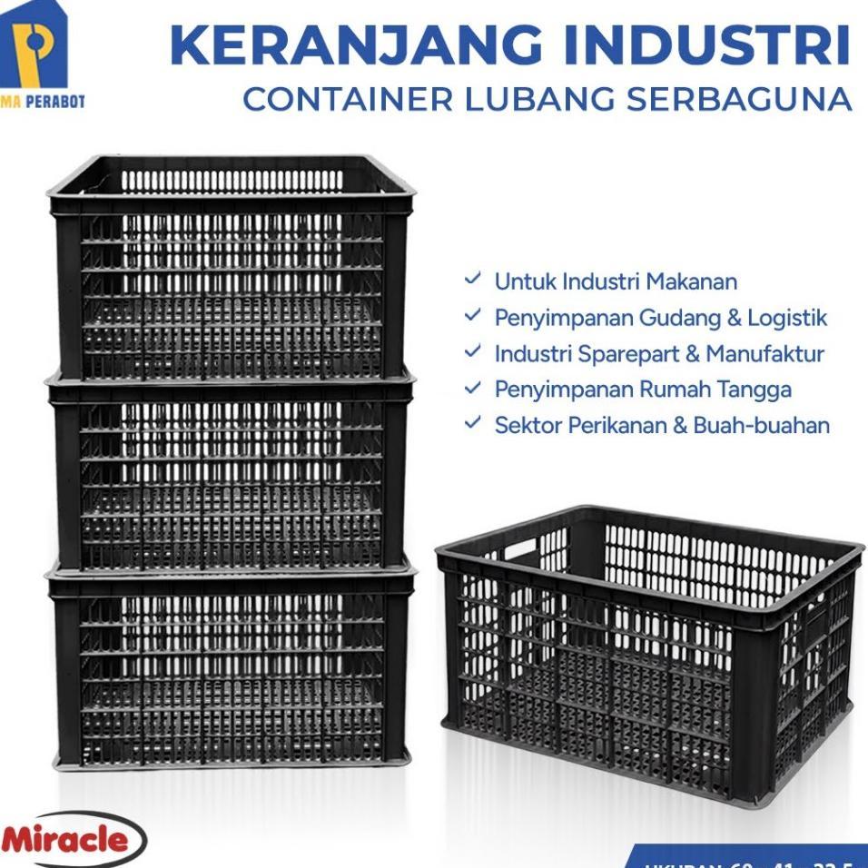 Keranjang Industri Krat Plastik Container Lubang Serbaguna Miracle