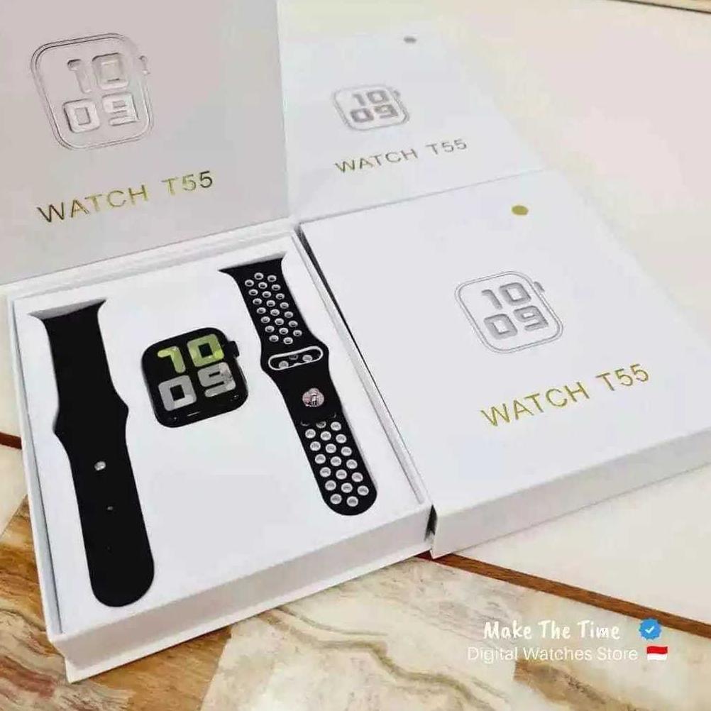Exclusive Jam Tangan Smartwatch T55 Dapat 2 Tali / T500 / T500+ Bluetooth Call Touchscreen Jam Tanga