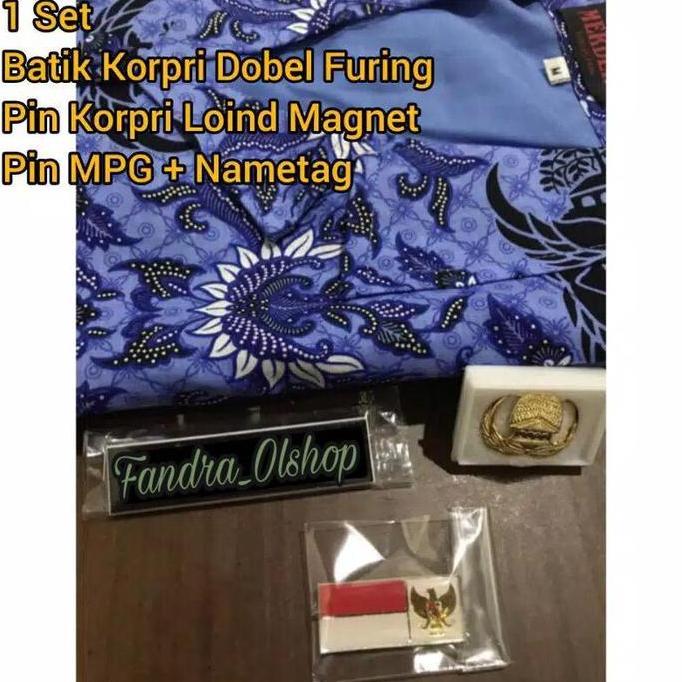 1 Set Seragam Baju Batik Korpri Furing Pria Wanita + Pin Korpri Loind