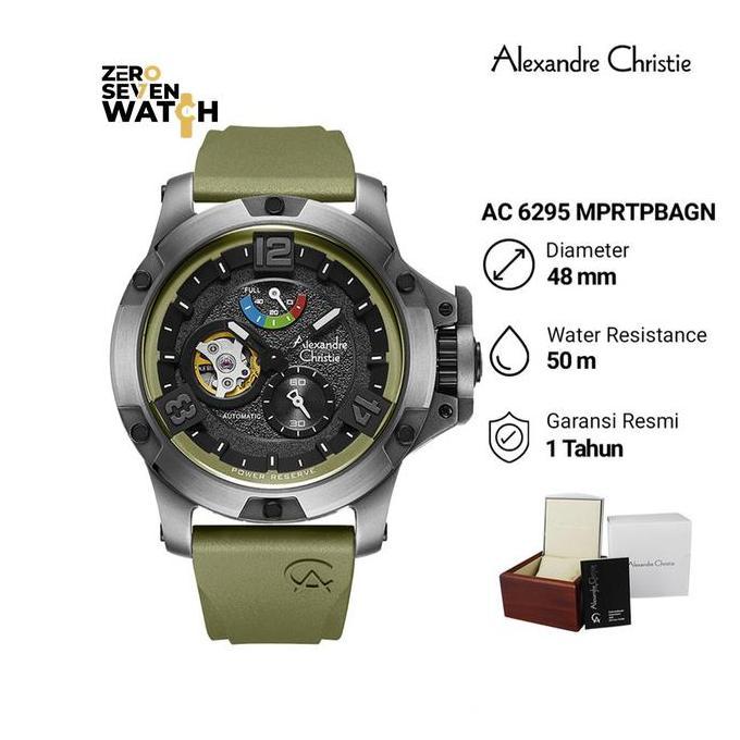 Jam Tangan Pria Cowok Alexandre Christie Titanium Automatic AC 6295 Strap Rubber watches Stainless
