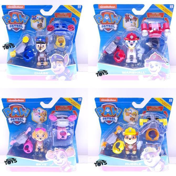 PAW PATROL ACTION PACK PUPS FIGURE WITH 2 CLIP-ON UNIFORMS DRESS UP MA99