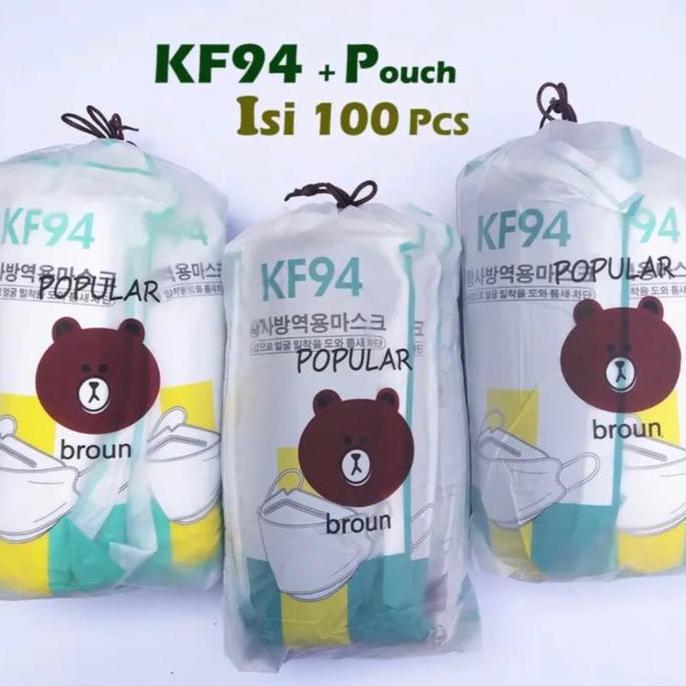 [BS] Paket Bundle Masker KF94 Elegan (Masker KF94 isi 100 Pcs + Bonus Pouch) maskerkf94 bentuku