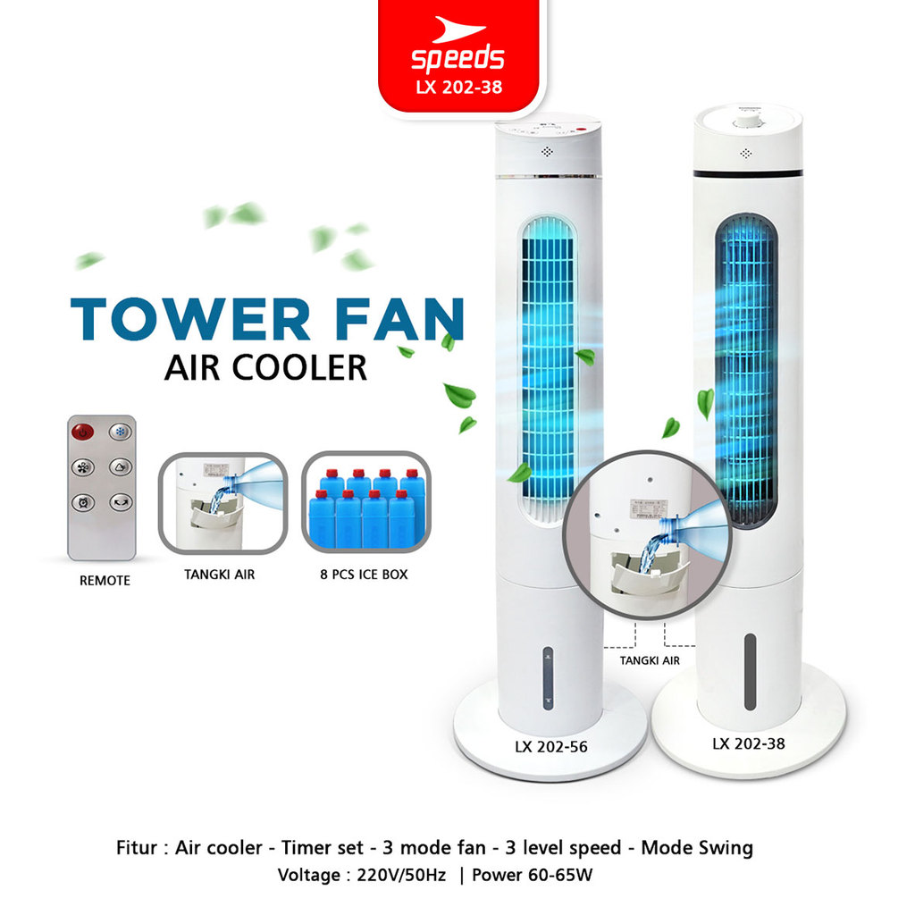 SPEEDS Tower Fan Air Cooler Kipas Lantai Listrik Kipas Elektrik Silent Tower Fan dengan 3 Mode Kecep