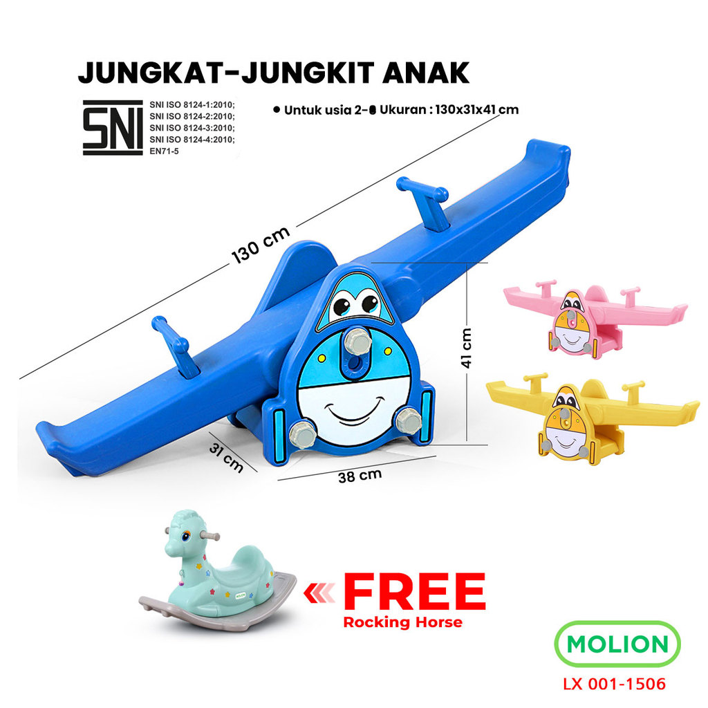 MOLION SNI Mainan Jungkat Jungkit Anak Seesaw Kuda Kudaan Jungkat-Jungkit Prosotan Perosotan Playgro