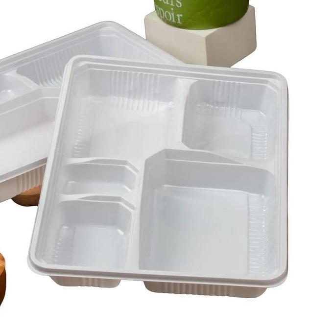BAGIRNO81 - MBS-5T MIKA TRAY BENTO SEKAT 5 BESAR(INNER) TANPA TUTUP ISI 25 PCS AMARIS PUTIH