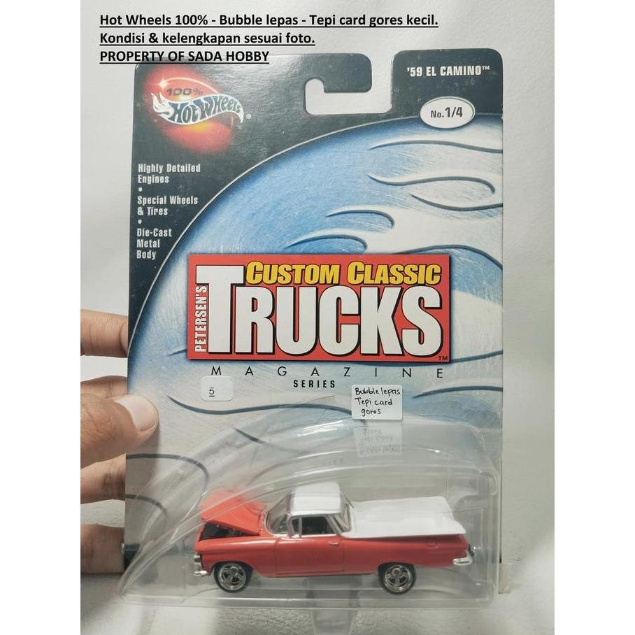 HOT WHEELS HOTWHEELS 100% PETERSEN'S CUSTOM CLASSIC TRUCKS '59 EL CAMINO MERAH CADATOYS