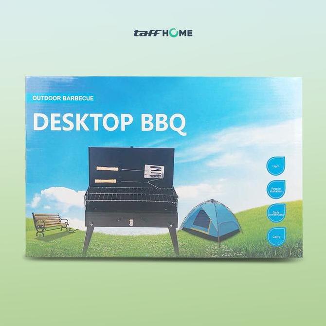 Set Alat Panggang Arang Pembakaran Daging Ikan Ayam BBQ Outdoor Desktop Grill Stove Foldable [terbai
