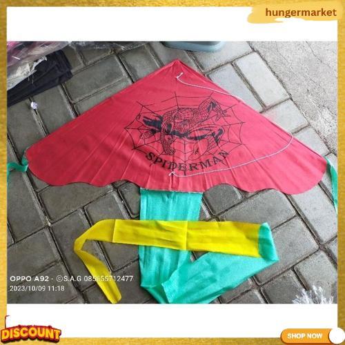 [Termurah] Layangan Kain Parasit Motif Superhero Dan Kartun. Mudah Dibawa Bisa Dilipat Pilihan Tepat