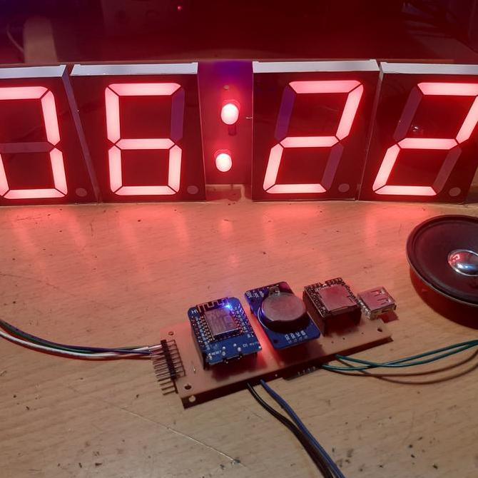 KIT ARDUINO JAM DIGITAL JWS ADZAN MUROTTAL WIFI ESP8266 MP3 7 SEG 1" SAF12