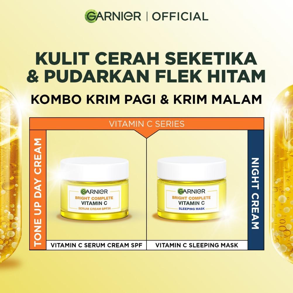 KP-M GARNIER BRIGHT COMPLETE VITAMIN C SIMPLE SET DAY CREAM & NIGHT CREAM 50 ML KRIM SIANG & KRIM MA